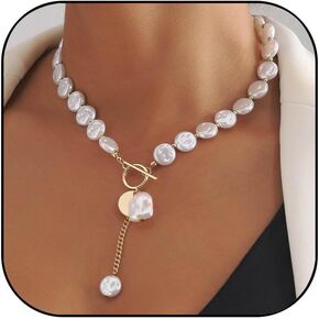 Pearl Necklace for Women Baroque Pearl Choker Necklace Chunky Pearl Charm Necklace Irregular Big Pearl Necklace Jewelry for Women