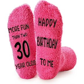 ZTL 40th 50th 60th Birthday Gifts for Women, Fuzzy Coral Fleece Socks, Funny Birthday Present for Mom, Friends, Wife, Sister