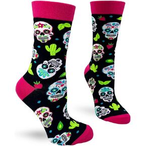Sugar Skull Novelty Crew Socks for Women