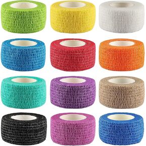 2 Inch - 12 Rolls Self Adhesive Bandage Wrap Vet Wrap for Dogs - Athletic Cohesive Bandage Wrap for Sports Injury, Strain, Knee&Wrist, Ankle Sprains. First Aid Non-Woven Bandages