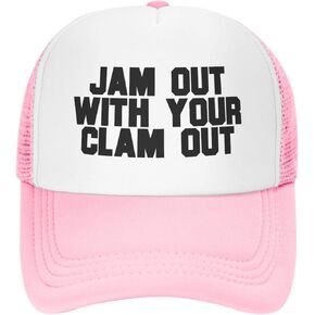 Jam Out with Your Clam Out Trucker Hat Unisex Adult Funny Hats Adjustable Cap Classic Fishing Caps for Men and Women