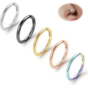 ONESING 5Pcs Nose Rings Hoops Kit 316L Surgical Steel Piercing Rings for Tragus Septum Cartilage Hoop Nose Rings Jewelry for Women Men