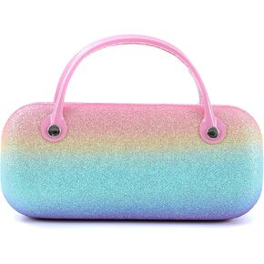 Plush Hard Eyeglass Case, Makeup Storage Bag Portable Sunglasses Pouch Hard Shell with Handle
