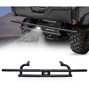 Rear Bumper with LED Light for Can Am Defender 2016-2024, Heavy Duty Rear Bumper Rear Brushguard w/LED Light for Can-Am Defender HD5 / HD8 / HD10 Max 2016-2024 Accessories