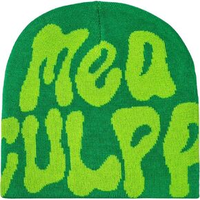 قبعة جرافيك MEA Beanie Y2k للنساء، هدية مثالية للشتاء، قبعة Culpa صغيرة، أسود أبيض in Kuwait