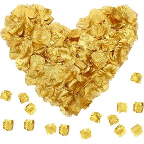 Bewudy 300PCS Fake Rose Petals, Gold Silk Rose Petals, for Romantic Night Romantic Festive Atmosphere Creation for Marriage Proposal Wedding Valentine's Day Decoration Party Activities (Gold) (300)