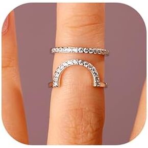 Xerling Women Knuckle Rings Stackable Rhinestones Finger Rings Boho Statement Rings for Crystal Fingertip Rings (Type C Silver)