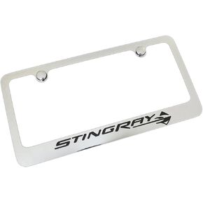 C7 Corvette Stingray Chrome License Plate Frame with Stingray Script & Fish Logo