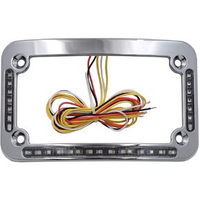 HTTMT- Dual LED Curved Motorcycle License Plate Frame w/Turn-Signal,Brake Light - Chrome Finish Universal Compatible with Any Motorcycle [P/N: MT294-007-CD]…