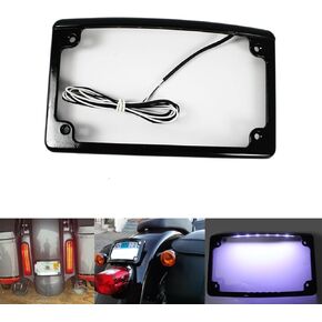 Curved LED License Plate Frame with Illumination Light Compatible with Harley, 12° Curved Design