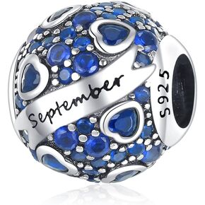 925 Sterling Silver Birthstone Charm Bead for Charm Bracelets and Necklaces with 5A Cubic Zirconia Love Heart Birthday Mother's Day Jewelry Gift for Women