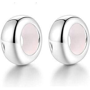 Charm Bracelet Spacer Beads Sterling Silver 2pcs Rubber Stopper Charm Spacer Beads for Pandora Charm Bracelet Compatible with European Charm Bracelet Beads (Silver)