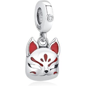 Nbsameng S925 Sterling Silver Charms Bead Compatible for Pandora Bracelets and Necklaces, DIY Jewelry for Women, Fox Mask