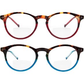 Yogo Vision Bifocal Reading Glasses 2 Pack Plastic Keyhole Spring Hinge Frames Bifocal Readers for Men and Women
