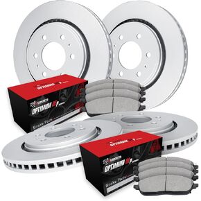R1 Concepts Front Rear Brakes and Rotors Kit |Front Rear Brake Pads| Brake Rotors and Pads| Optimum OEp Brake Pads and Rotors|fits 2011-2022 INFINITI QX56, QX80; Nissan Armada