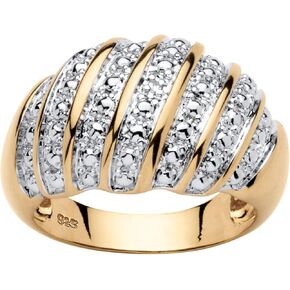 PalmBeach Yellow Gold-plated Sterling Silver Genuine Diamond Accent Dome Ring Sizes 6-10