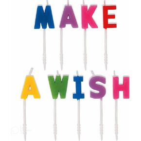 Make A Wish Letter Pick Birthday Candles | Assorted Colors | 9 Pcs