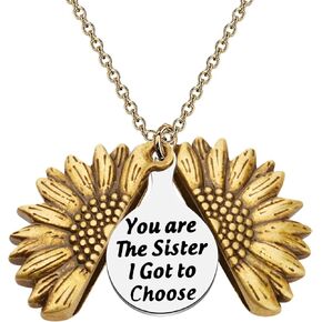 LQRI Sister Gift from Sister Best Friend Sunflower Necklace You Are The Sister I Got to Choose Sunflower Pendent Necklace BFF