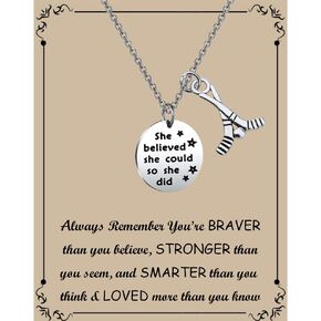 FUSTMW Hockey Charm Necklace She Believed She Could So She Did Ice Hockey Players Inspirational Gift Hockey Jewelry Gifts for Her (Hockey Charm Necklace)