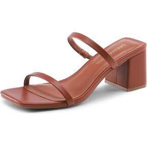 DREAM PAIRS Sandal Heels for Women Low Square Open Toe Block Chunky Heels Slip On Slides Mules for Party Homecoming Daily