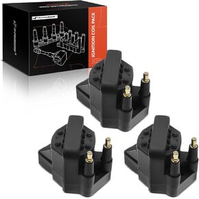 A-Premium Ignition Coil Pack Set of 3 Compatible with Chevrolet, Buick, Cadillac, Oldsmobile, Pontiac, Isuzu Vehicles - Regal, Impala, Firebird, Trans Sport & More, V6 3.8L