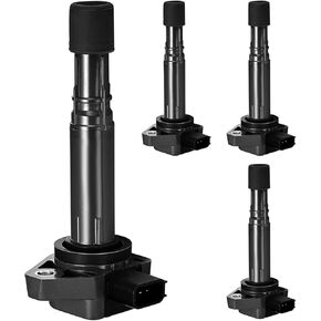 BDFHYK Ignition Coil Pack and Iridium Spark Plugs Compatible With 2001-2005 Acura EL 2001-2005 Honda Civic 1.7L L4 UF400 ZFR6FGP, Sets of 4