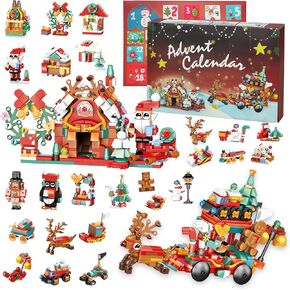 Advent Calender Building Blocks 2024, Children 12 in 1 Countdown Calender Buliding Blocks Toys Set, Creative Christmas Gifts for Children and Adults. Great Home Decor Choice for Christmas. STEM Christmas Building Blocks Christmas Countdown Calendar Gift B