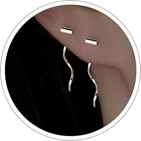 Silver Chain Earrings for Women Silver Threader Earrings Dainty Dangle Earrings for Women Hypoallergenic Thread Earrings for Women Korean Earrings