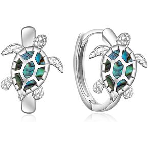 Turtle Earrings for Women Hoop Abalone Sea Turtle Earrings Sterling Silver Turtles Jewelry Hawaii Sea Gifts