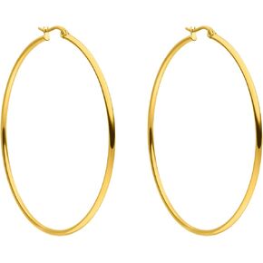 PURELEI® Hoops Earrings (gold) – 18K Gold plated stainless steel jewelry – Water-resistant earrings for women – 2.48 inch diameter – Fashion jewelry for your individual look