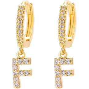 14K Gold Dangle Drop Initial Earrings for Women Dainty CZ Huggie Hoop Name Letter Earrings S925 Sterling Silver Post with Cubic Zirconia Hypoallergenic Gifts Jewelry