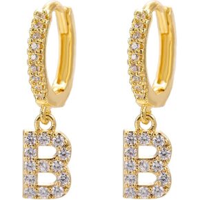 14K الذهب تتدلى الأقراط الأولية للنساء لذيذ تشيكوسلوفاكيا Huggie هوب اسم الرسالة الأقراط S925 الفضة الاسترليني آخر مع مكعب زركونيا هدايا هيبوالرجينيك المجوهرات in Kuwait