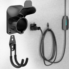 EV Charger Holder Wall Mount J1772 Charging Cable Organizer Heavy Duty & No Cable Cutting Electric Car Plug Nozzle Holster Dock