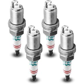4Pcs Double Iridium Spark Plug Fits for AUDI A3 A4 A5 A6 Q3 Q5 R8 RS5 TT VOLKSWAGEN CC Jetta Golf Passat Tiguan Chevy Cruze Sonic Trax Volt 2005-2020, Spark Plugs Replace 1675 PFR7S8EG 06H905601A