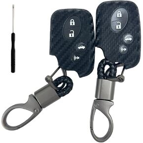Silicone Rubber Carbon Fiber Patter Key Fob Cover Compatible with 2005-2017 Lexus CT200h ES350 GS300 GS350 GS430 GS450h GS460 is F IS250 IS350 LS460 LS600h LX570 RX350
