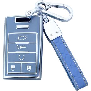 Key Fob Cover Case Compatible with Cadillac SRX ATS ELR XTS 2010-2015 Accessories Shell (White)