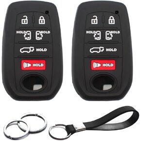 2pcs Compatible with Toyota Sienna Smart 6 Buttons Key Fob Cover Case Key Chain Protector Keyless Entry Remote Holder