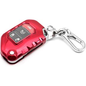 Fit for Jeep Gladiator JT Sahara JLU Wrangler JL JLU Rubicon Wagoneer TPU Key Fob Remote Cover Case Shell Glove Pouch Holder Protector Keyless Entry Sleeve Accessory, w/ Key Chain, Red