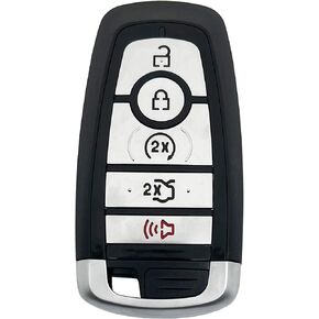 5 Buttons Smart Key Fob Case Shell Fit for Ford F150/F-150 F250/F-250 F350 F450 2017 2018 2019 2020 2021 2022 Replacement Keyless Entry Remote Key Housing Casing (Silver)