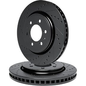 R1 Concepts Rear Brake Rotor Kit |Brake Rotors| Brake Disc |Drilled and Slotted||fits 2015-2020 Chevrolet Colorado; GMC Canyon