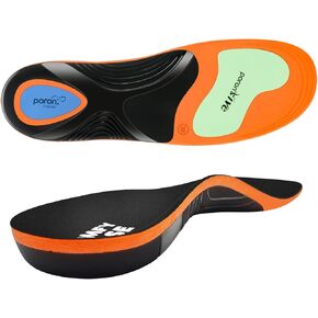 Arch Support Orthotic Insoles Men Women, Poron Foam Plantar Fasciitis Heavy Duty Support Shoe Insert for Flat Feet,Long Walking&Standing Work,Basketball,Tennis(Men 9-10.5/Women 10-11.5)