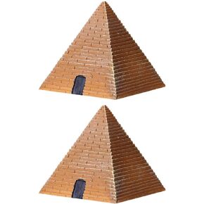 Happyyami 2pcs Mini Pyramid Model Egyptian Pyramid Figurine Statue Sculpture Feng Shui Pyramid for Aquarium Terrarium Zen Sand Garden Accessories