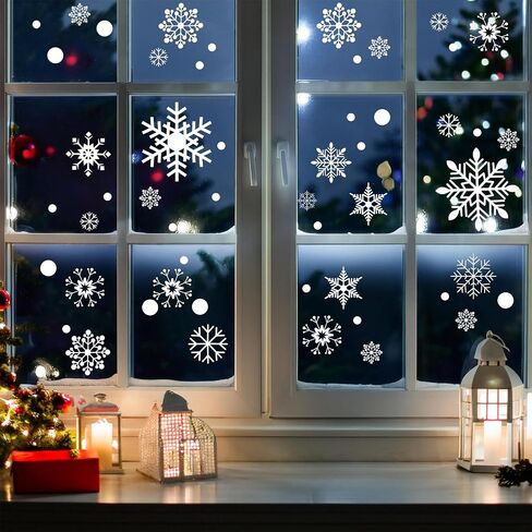 Aprince 480PCS Christmas Window Clings for Glass Windows Christmas Stickers Snowflake Decorations for Home Indoor Outdoor Office Winter Holiday Decor Thanksgiving Party Supplies in Saudi Arabia
