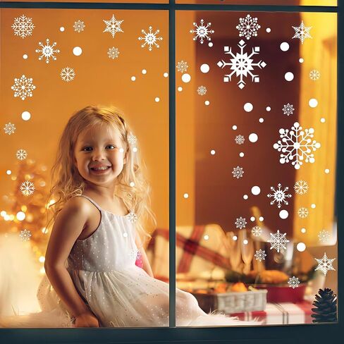 Aprince 480PCS Christmas Window Clings for Glass Windows Christmas Stickers Snowflake Decorations for Home Indoor Outdoor Office Winter Holiday Decor Thanksgiving Party Supplies in Saudi Arabia