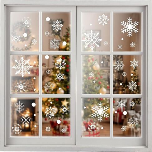 Aprince 480PCS Christmas Window Clings for Glass Windows Christmas Stickers Snowflake Decorations for Home Indoor Outdoor Office Winter Holiday Decor Thanksgiving Party Supplies in Saudi Arabia