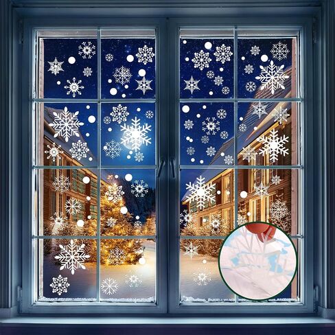 Aprince 480PCS Christmas Window Clings for Glass Windows Christmas Stickers Snowflake Decorations for Home Indoor Outdoor Office Winter Holiday Decor Thanksgiving Party Supplies in Saudi Arabia