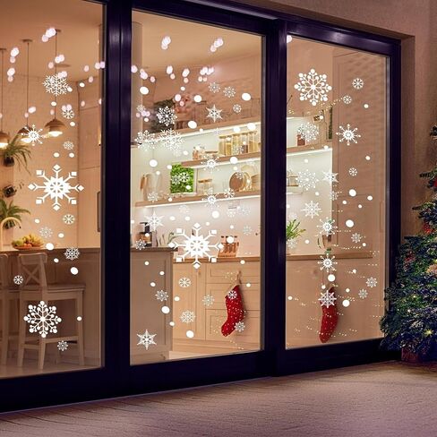 Aprince 480PCS Christmas Window Clings for Glass Windows Christmas Stickers Snowflake Decorations for Home Indoor Outdoor Office Winter Holiday Decor Thanksgiving Party Supplies in Saudi Arabia