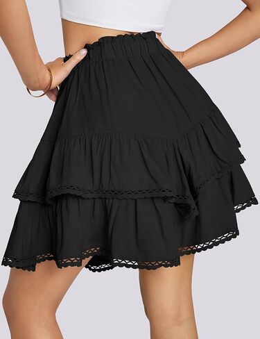 TARSE Womens Flowy Shorts High Waist Pleated Mini Skirts Casual Boho Ruffle Tiered Skorts Cute Versatile Fashion Shorts in Kuwait