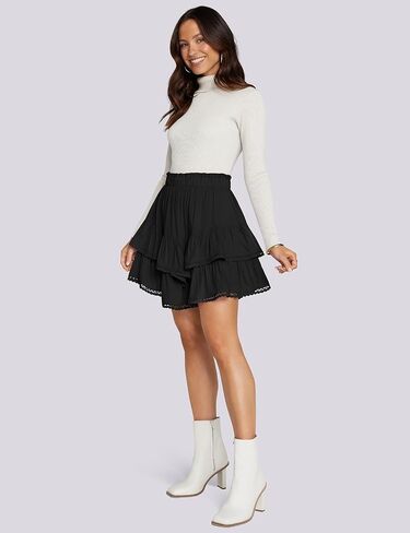 TARSE Womens Flowy Shorts High Waist Pleated Mini Skirts Casual Boho Ruffle Tiered Skorts Cute Versatile Fashion Shorts in Kuwait