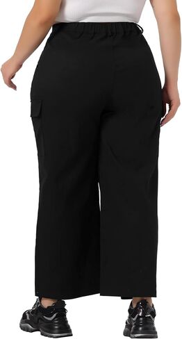Agnes Orinda Plus Size Cargo Pants for Women Elastic Waist Pants with Pockets Outdoor Workout Trousers in Saudi Arabia